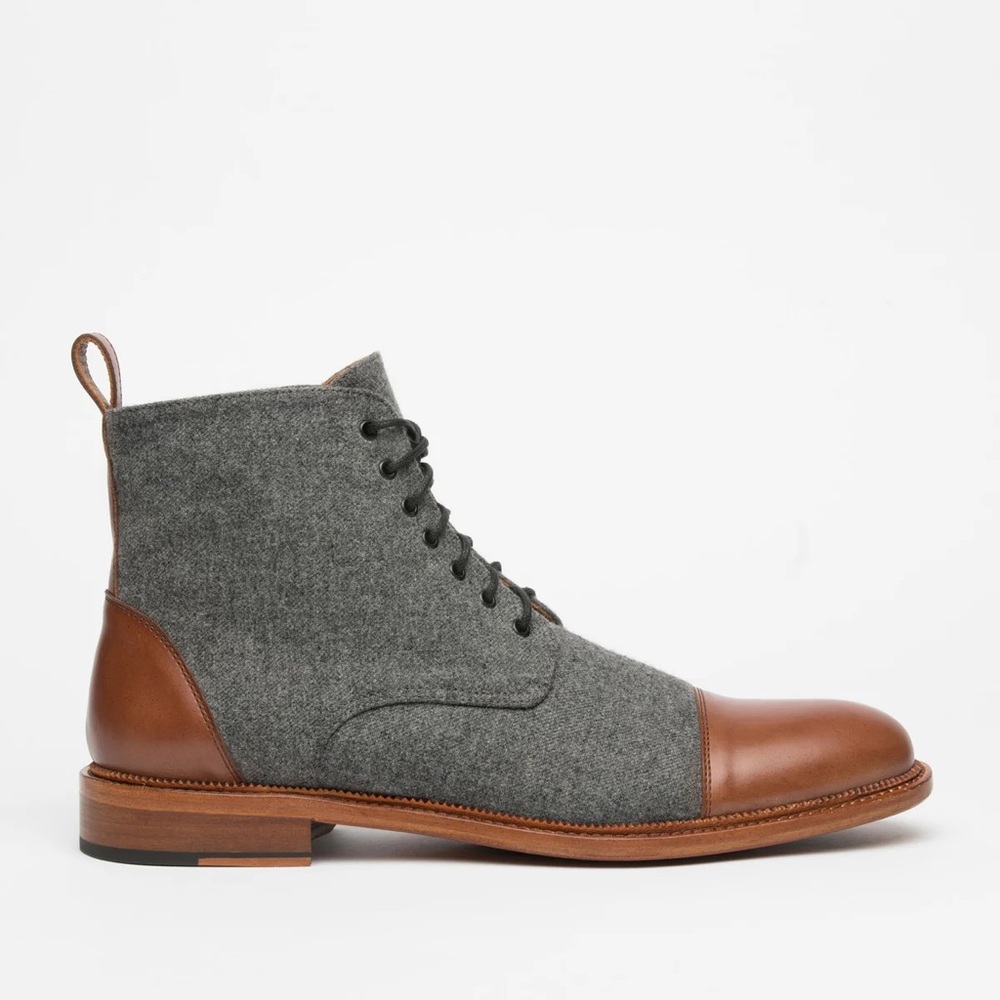 TAFT the jack grey wool brown leather boots size 9
